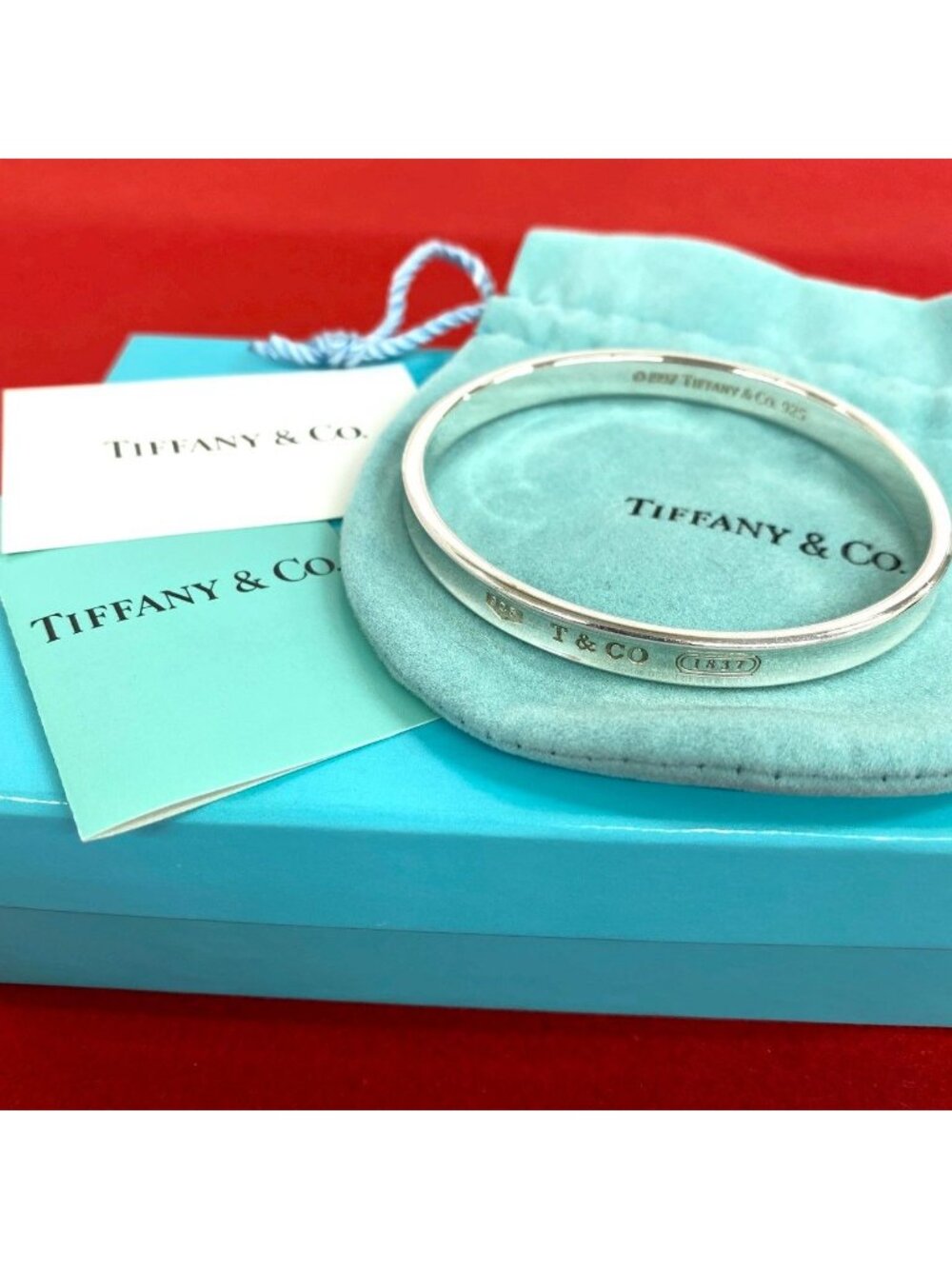 Tiffany & Co Box Vintage Narrow Bangle 925 Sterling Silver Bracelet